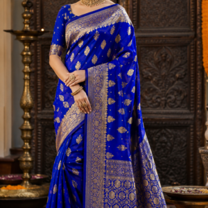 Royal Blue Banarasi Weaving Silk Saree