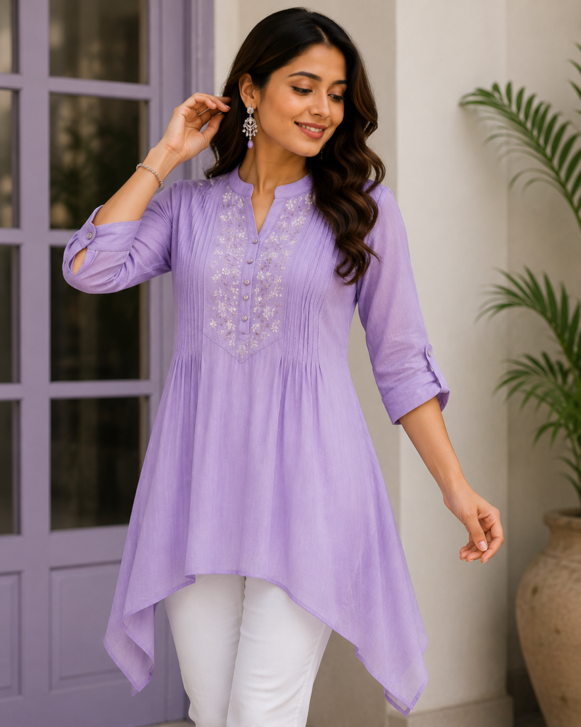 Lavender Designer Tunic Top for Women