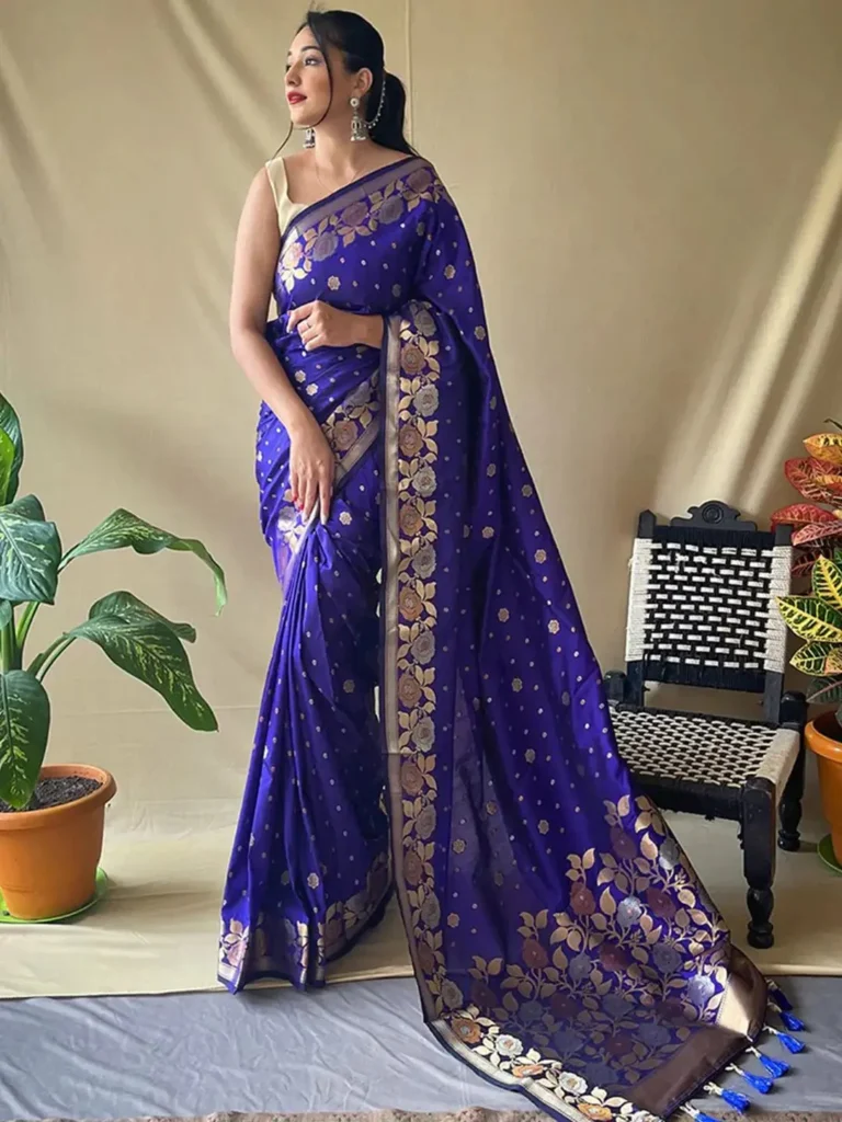 Royal Blue Banarasi Weaving Saree