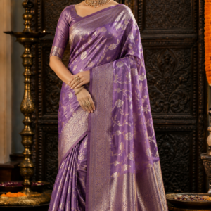 Purple Tissue Silk Designer Saree