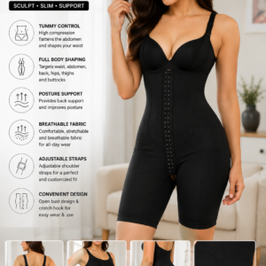 Black High Compression Full Body Shapewear for Women