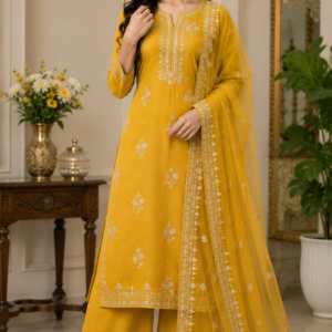 Mustard Yellow Palazzo Kurti Set with Dupatta