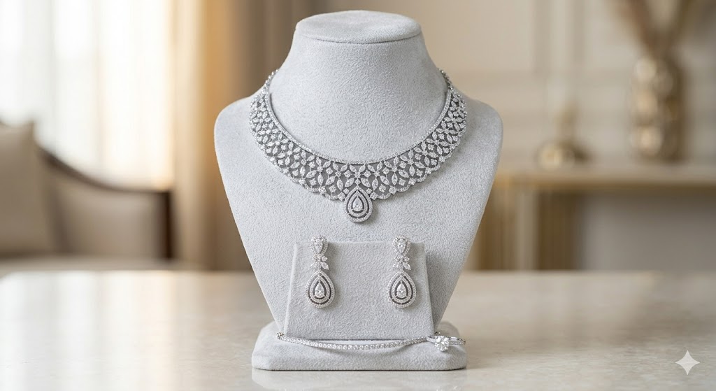 Luxury American Diamond Jewellery Set with Matching Earrings
