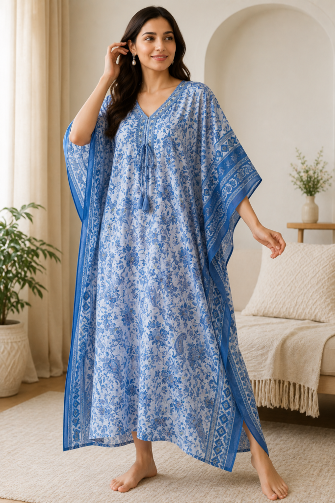 Blue Designer Kaftan Lounge Wear for Women