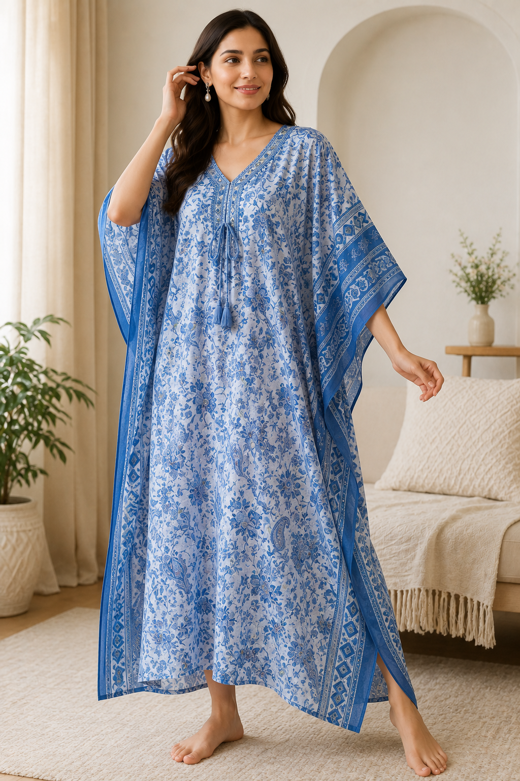 Blue Designer Kaftan Lounge Wear for Women