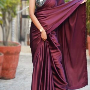 Wine Soft Silk Party Wear Saree